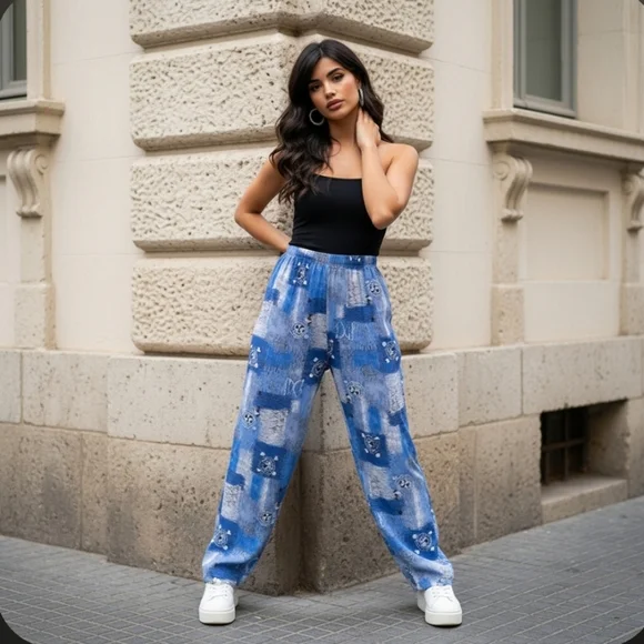 Risa Blue and Gray Yoga Haren Pant with Elastic Waistband Size Medium - Picture 9 of 9